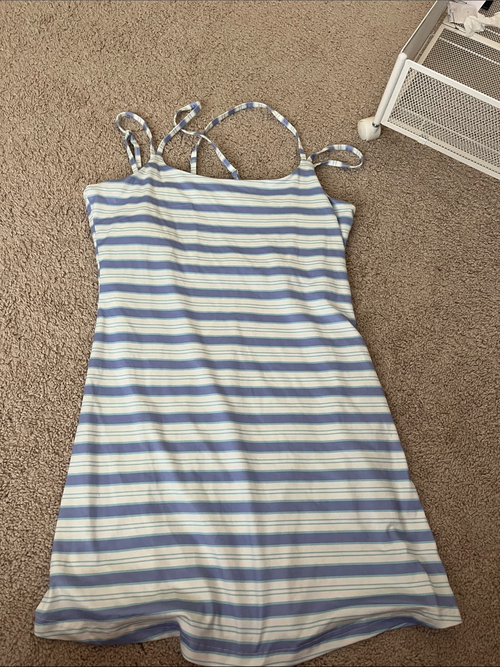 SHEIN Blue and White Striped Mini Dress
